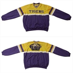 Y2K Vintage LSU Tigers Stadium Colorblock V-Neck Pullover Windbreaker Jacket